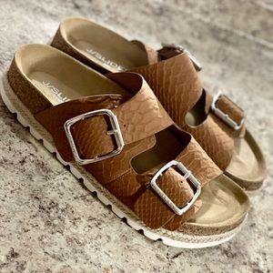 Jslides, leather 2-strap sandal